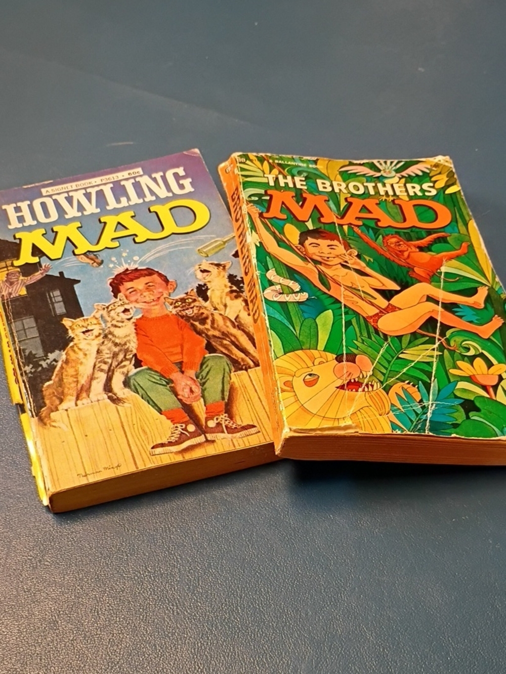Vintage MAD Paperback Pair in Blue, Green & Yellow Covers